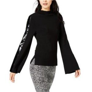 INC Stripe Pullover Sweater Black Sz S NWT